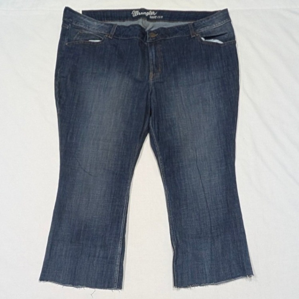 Wrangler Womens Boot Cut Dark Wash Raw Hem Stretch Jeans 09MWPAH 26W x 32
